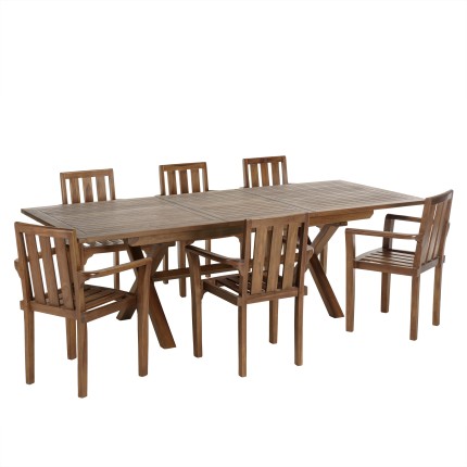 MAEVA Oiled Teak Garden Furniture Set for 8-10 People