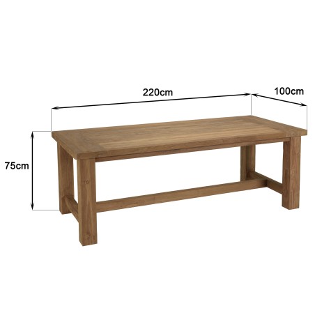 Table à manger de jardin KALLY 220x100cm teck recyclé