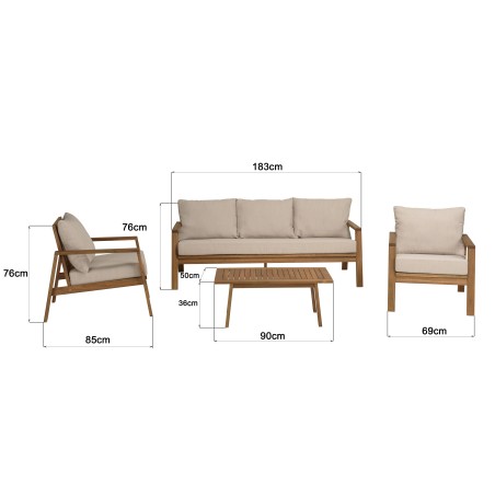 VICTOIRE - BONIFACIO 5-Seater Garden Furniture Set in Oiled Acacia