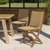 VICTOIRE Set of 2 Folding Chairs in Oiled Acacia and Synthetic Rattan
