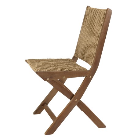 Lot 2 chaises pliantes VICK acacia huilé et rotin synthétique
