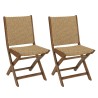 VICTOIRE Set of 2 Folding Chairs in Oiled Acacia and Synthetic Rattan