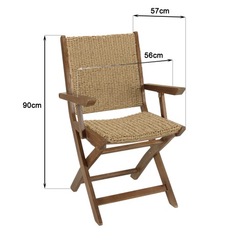Lot de 2 fauteuils pliants VICTOIRE - Acacia huilé et rotin synthétique