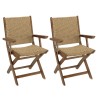Lot de 2 fauteuils pliants VICTOIRE - Acacia huilé et rotin synthétique