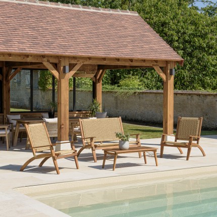 Salon de jardin VICTOIRE - Acacia huilé et rotin synthétique