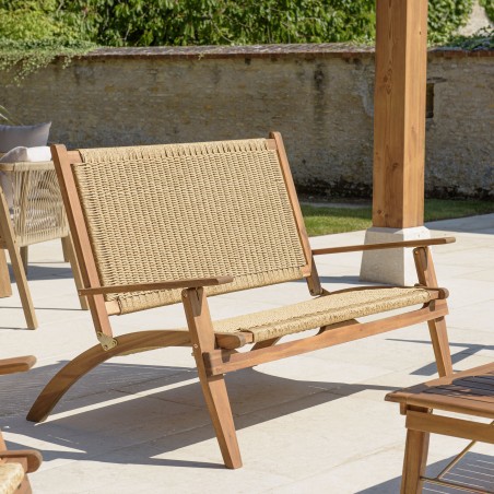 Salon de jardin VICTOIRE - Acacia huilé et rotin synthétique