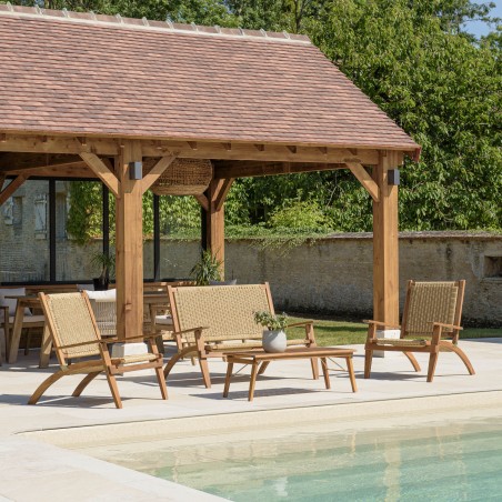 VICTOIRE 4-Seater Garden Furniture Set - Acacia & Rattan