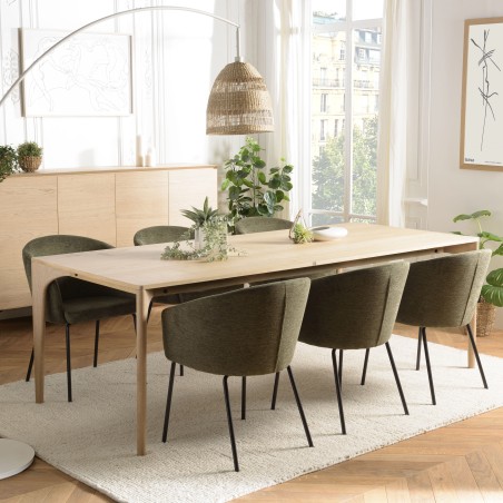 MAXENCE - Extendable Dining Table 240/292cm Natural Solid Oak Legs