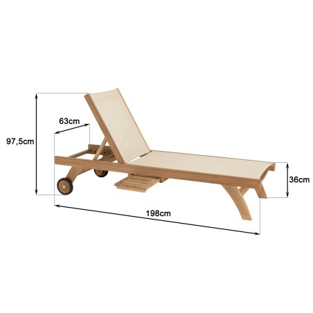 HARRIS - Beige textilene sun lounger