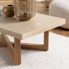 ERIS - Rectangular coffee table 120x70cm in beige concrete with crossed teak legs