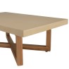 ERIS - Rectangular coffee table 120x70cm in beige concrete with crossed teak legs