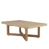DAK - Table basse rect. 120x70cm en béton beige pieds croisés en teck