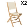 HARRIS - Lot de 2 chaises pliantes textilène couleur beige