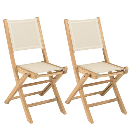 HARRIS - Lot de 2 chaises pliantes textilène couleur beige