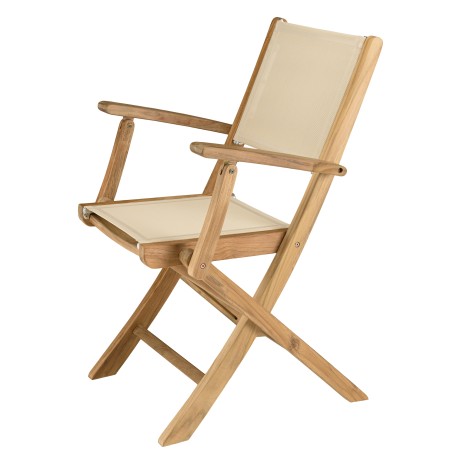 HARRIS - Set of 2 beige textilene folding armchairs