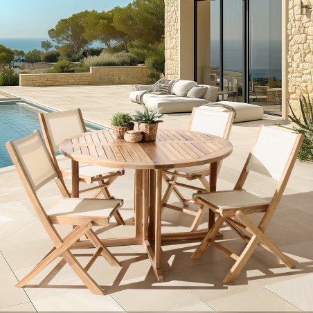 HARRIS - Lot No. 156 Teak and textilene garden furniture for 4/6 people