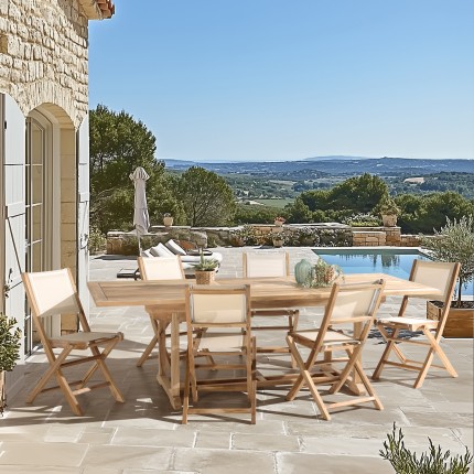 HARRIS - Lot No. 157 Teak and textilene garden furniture for 8/10 people