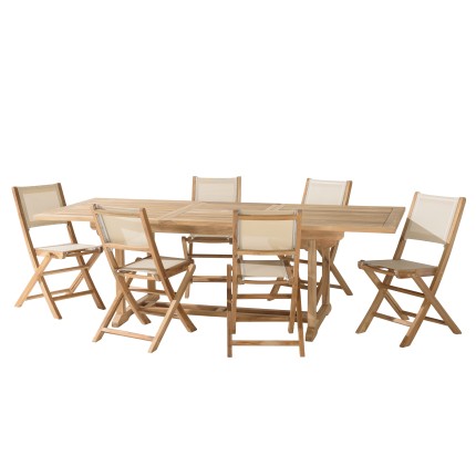 HARRIS - Lot No. 157 Teak and textilene garden furniture for 8/10 people