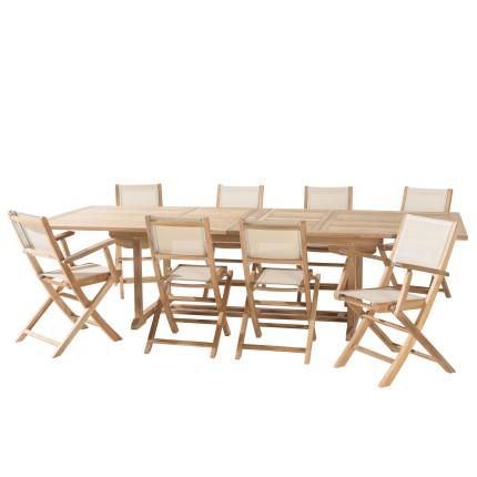 HARRIS - Lot No. 160 Teak and textilene garden furniture for 10/12 people