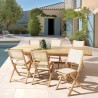 Teak and textilene garden set for 8/10 people FUN