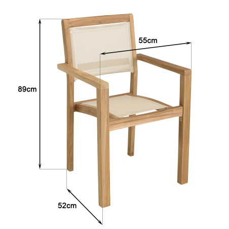 Teak and textilene garden set for 8/10 people