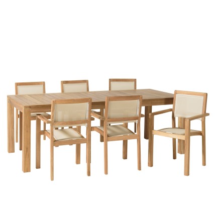 Ensemble de jardin en teck et textilène pour 8/ 10 personnes