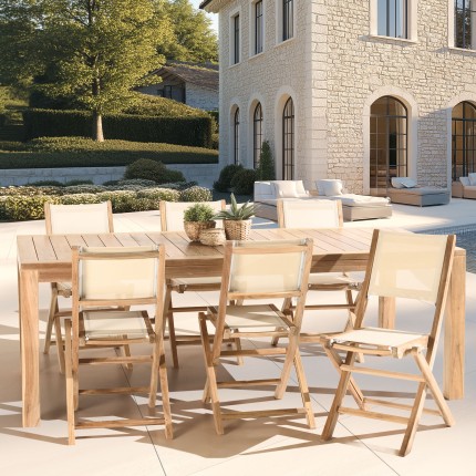 HARRIS - Lot No. 167 Teak and textilene garden furniture for 8/10 people