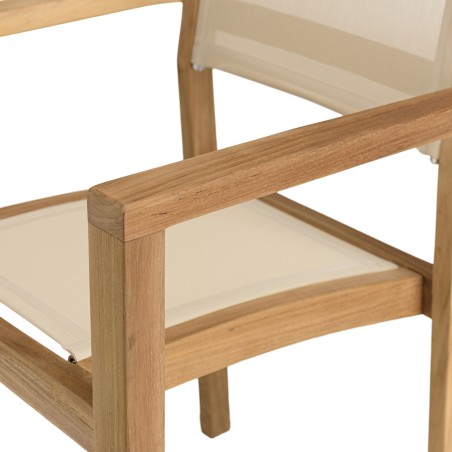Teak and textilene garden set for 8–10 people