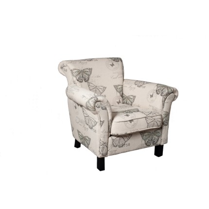 Fauteuil blanc WILL en tissu papillon