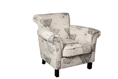 Fauteuil blanc WILL en tissu papillon