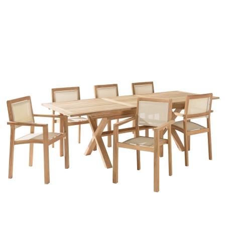 HARRIS - Lot No. 164 Teak and textilene garden furniture for 8/10 people