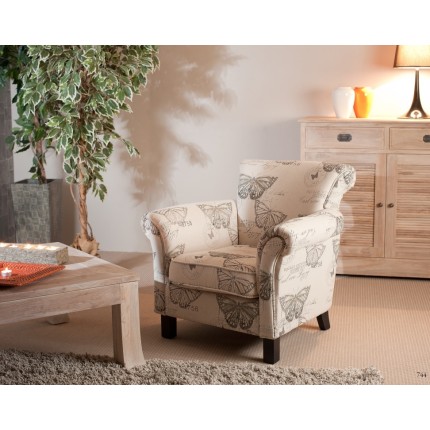 Fauteuil blanc WILL en tissu papillon