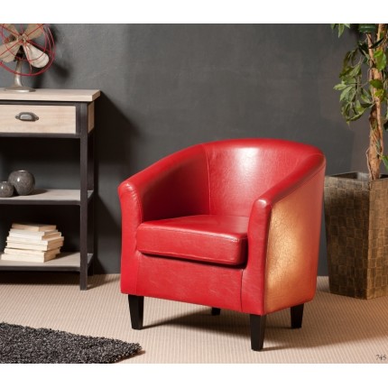 Fauteuil cabriolet KATE rouge pieds noirs - Style design / factory