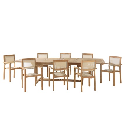HARRIS - Lot No. 161 Teak and textilene garden furniture for 10/12 people