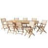 Teak and textilene garden set for 12 people