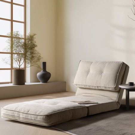 ANGELE - 1-seater convertible armchair in ecru fabric