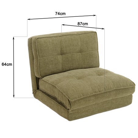 ANGELE - Chauffeuse convertible 1 place en tissu couleur vert