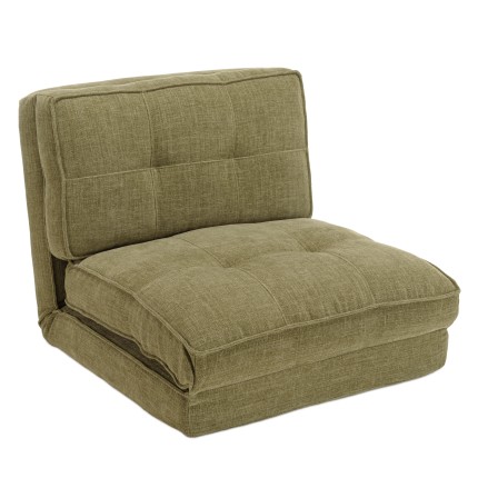 ANGELE - 1-seater convertible armchair in green fabric
