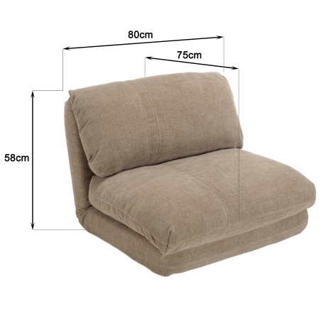 ANGELE - 1-seater multi-position armchair in taupe-colored fabric