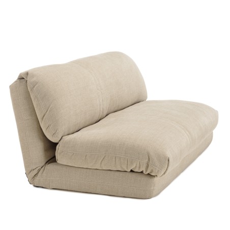 ANGELE - 2-seater convertible armchair in beige fabric