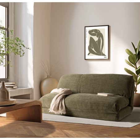 ANGELE - Chauffeuse convertible 2 places en tissu couleur vert