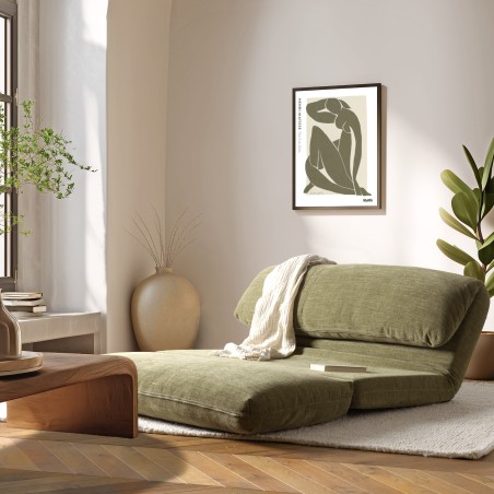 ANGELE - Chauffeuse convertible 2 places en tissu couleur vert