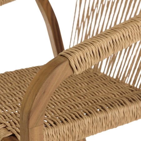 Set of 2 armchairs in oiled acacia and synthetic rope VICK