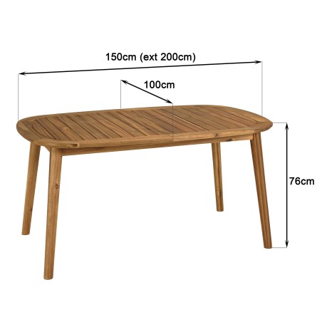 VICK - Extendable garden table in oiled acacia 150/200x100cm