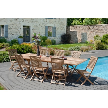SECONDE MAIN - Table de jardin en bois Teck - 10/12 pers