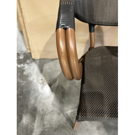 SECOND HAND - Set of 2 brown bistro garden chairs in steel and textilene