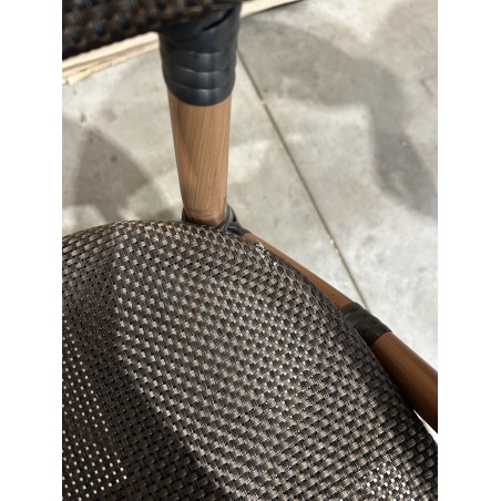 SECOND HAND - Set of 2 brown bistro garden chairs in steel and textilene