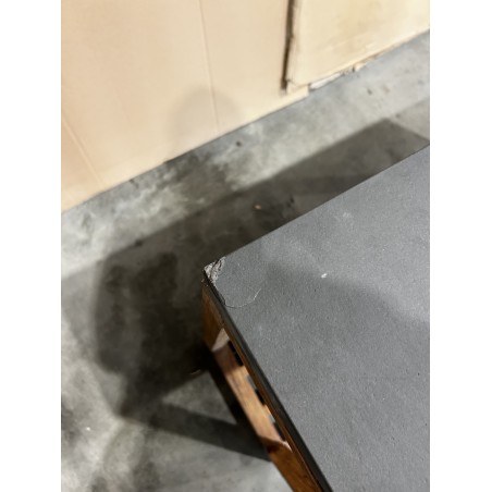 SECOND HAND - Small rectangular console with double top in dark concrete effect and acacia wood HECTOR