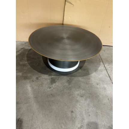 JAMES Round Coffee Table 80x80cm - Black Iron with Gold Trim