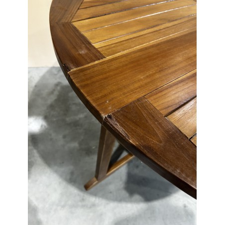 SECOND HAND - Garden table for 4/5 people - round butterfly leaf table in oiled teak wood MAEVA